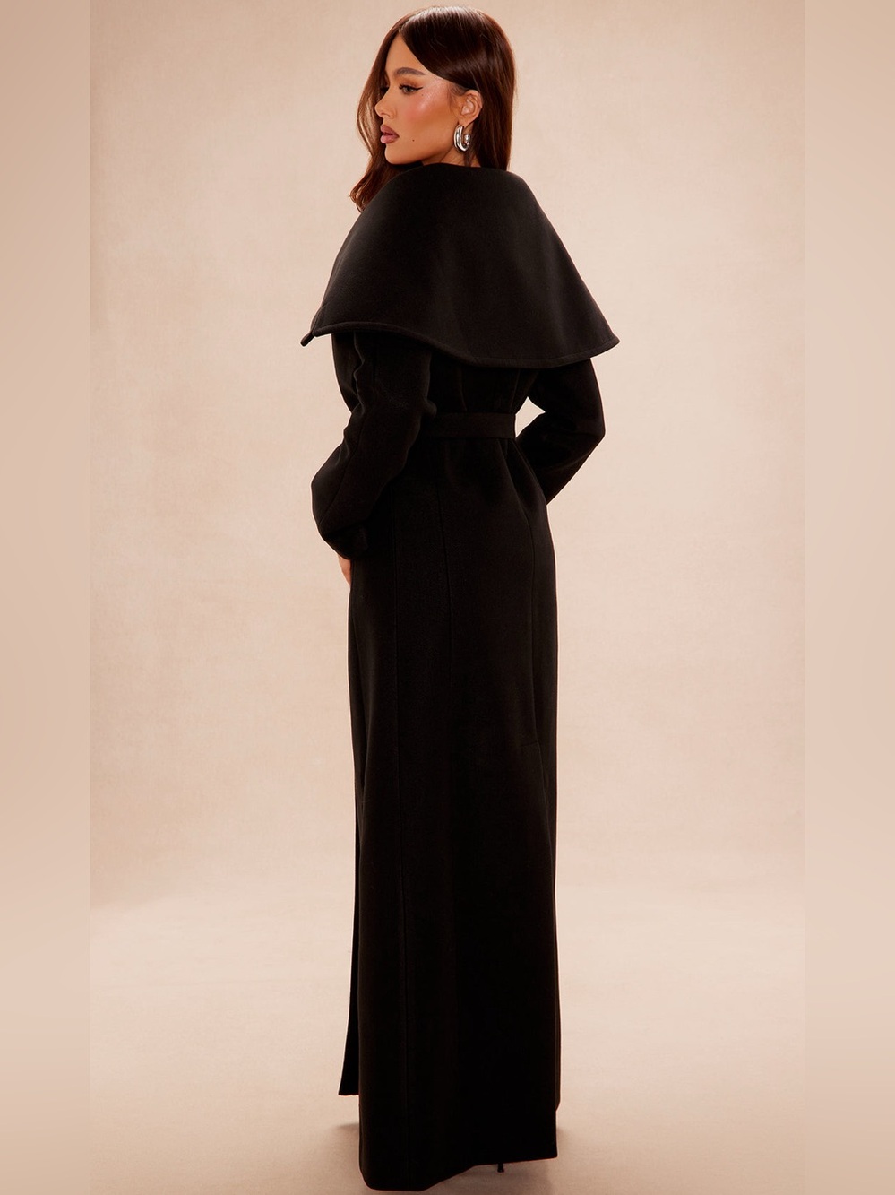 NWT Long Black Wool Trench Coat XL
